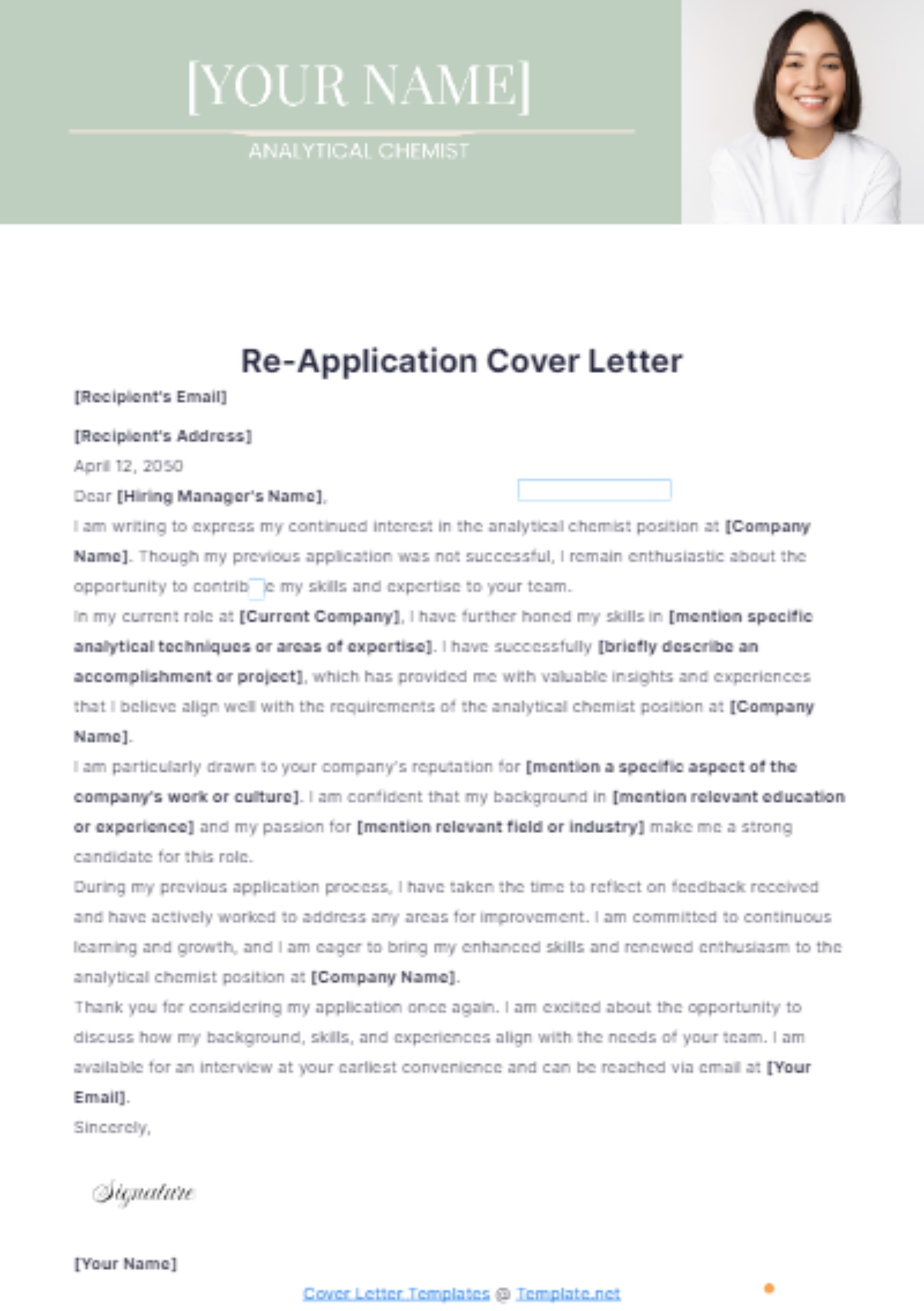 Re-Application Cover Letter Template - Edit Online & Download