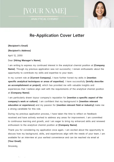 Free Re-Application Cover Letter Template to Edit Online