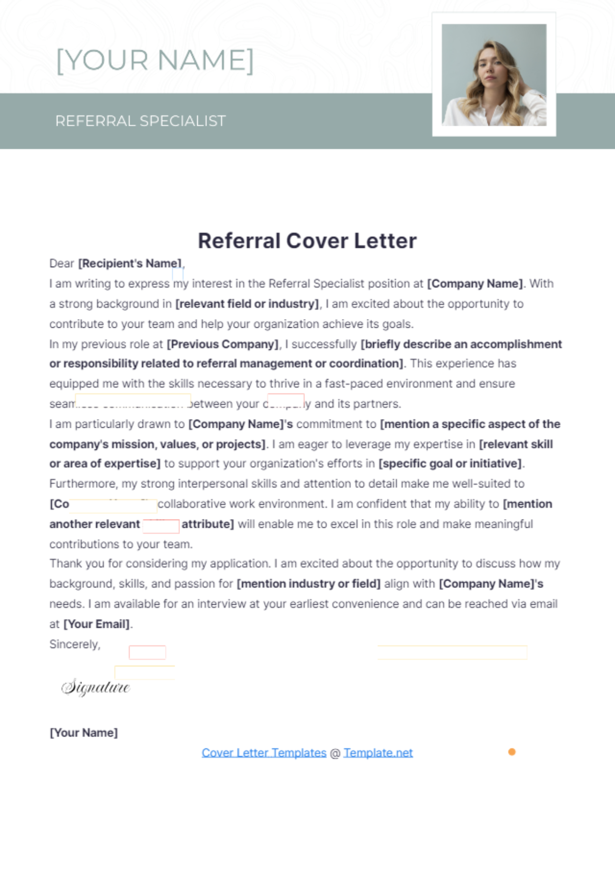 Referral Cover Letter Template - Edit Online & Download