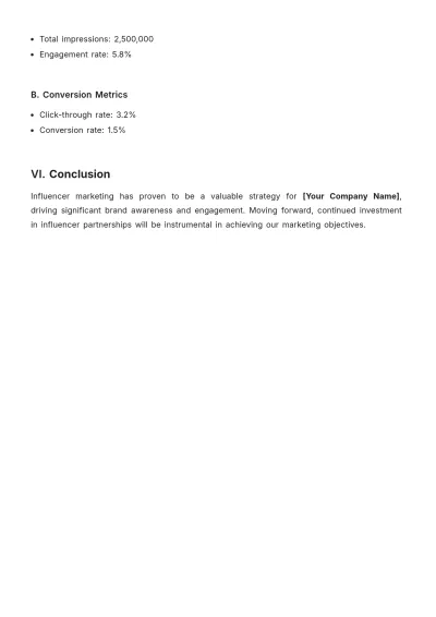 Free Influencer Marketing Report Template to Edit Online