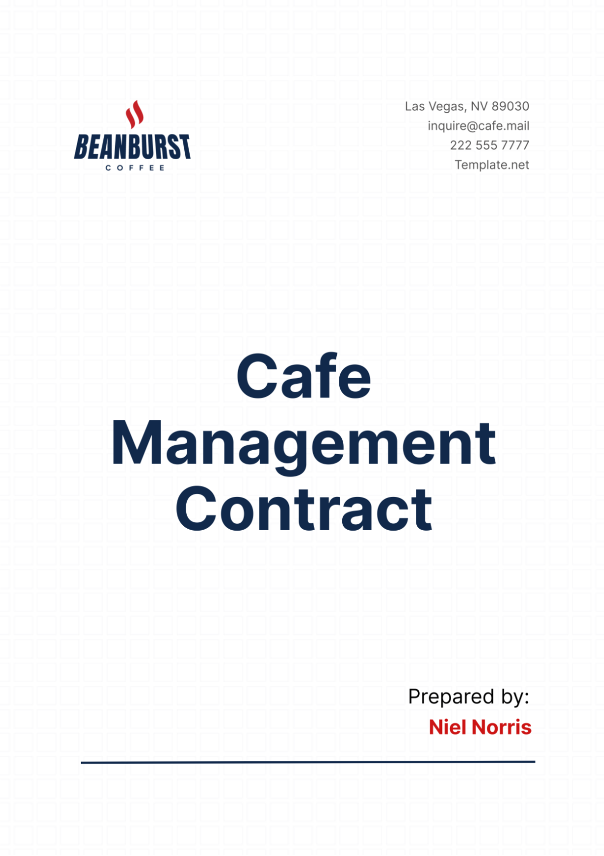 Cafe Management Contract Template - Edit Online & Download