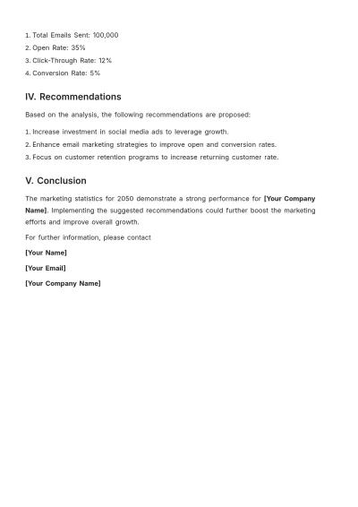 Free Marketing Statistics Report Template to Edit Online