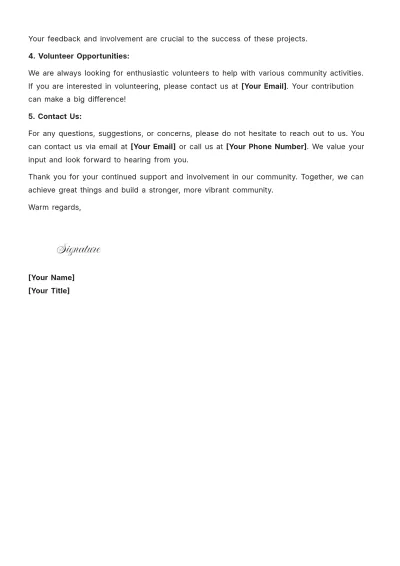 Free Community Update Letter Template to Edit Online