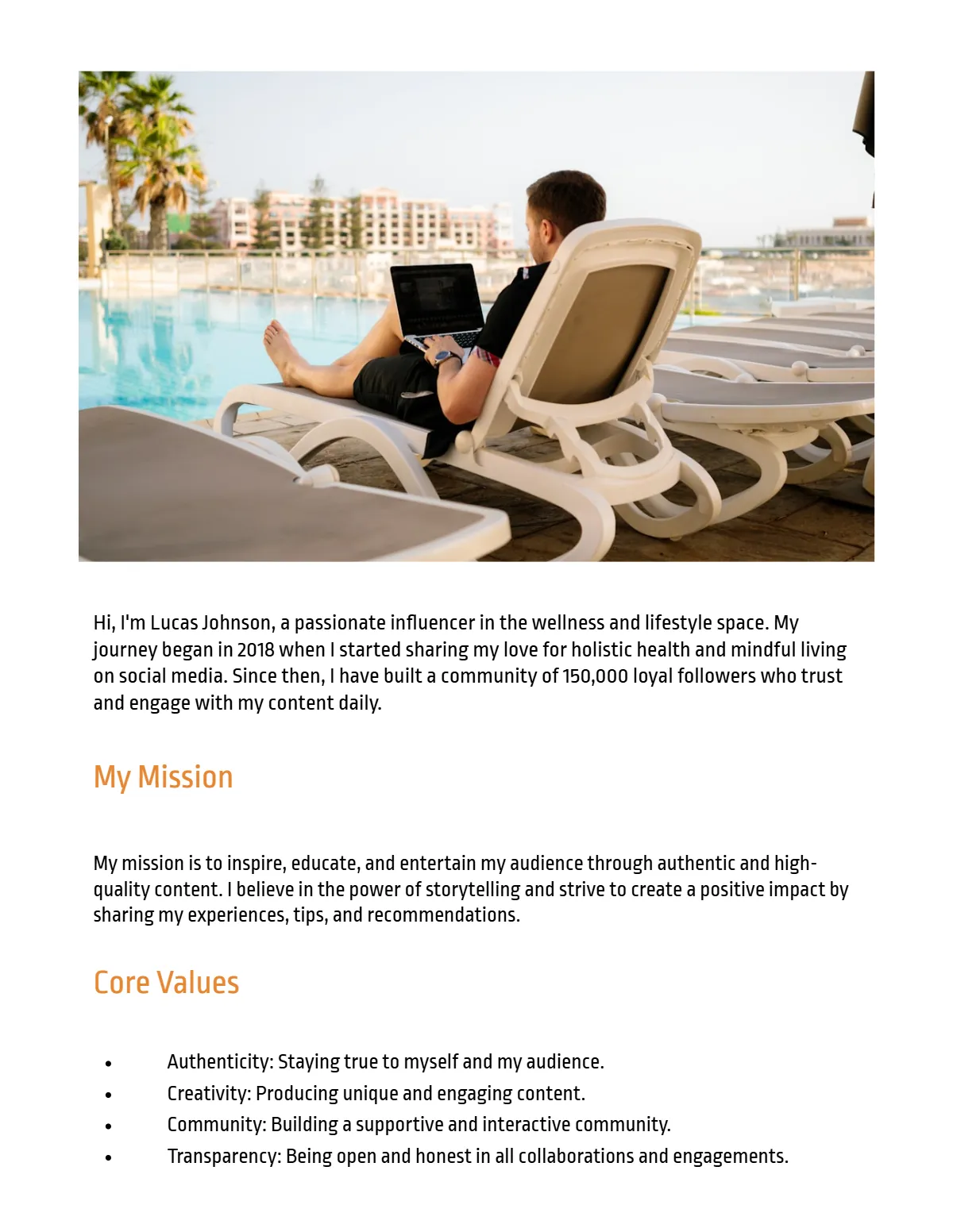 Free Influencer Portfolio Template to Edit Online