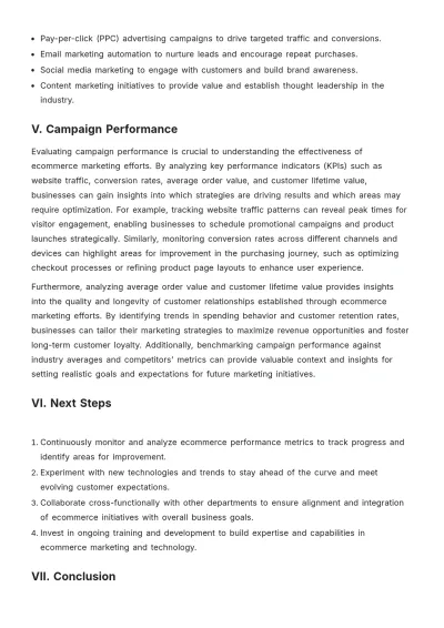 Free Ecommerce Marketing Report Template to Edit Online
