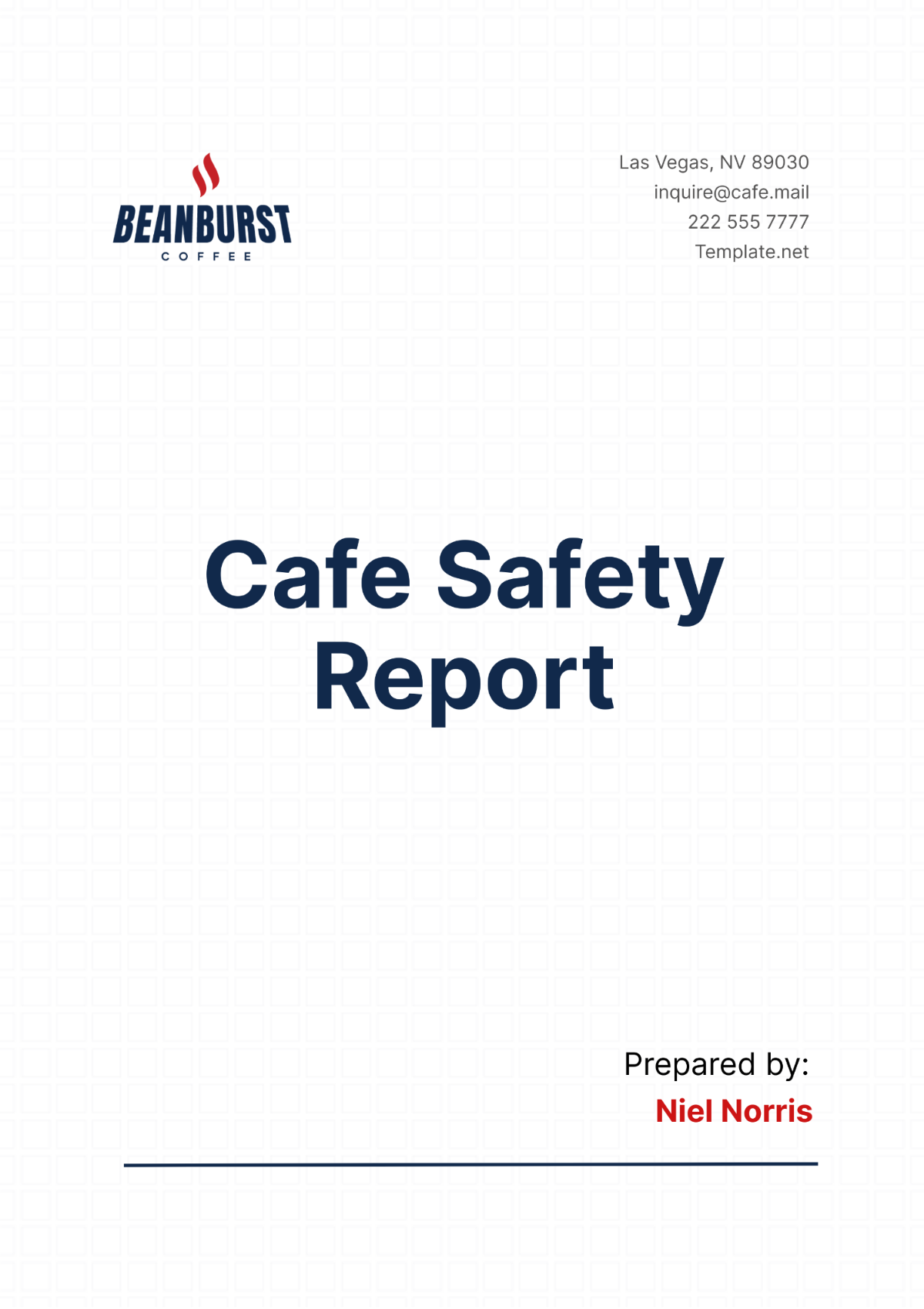 Cafe Safety Report Template - Edit Online & Download