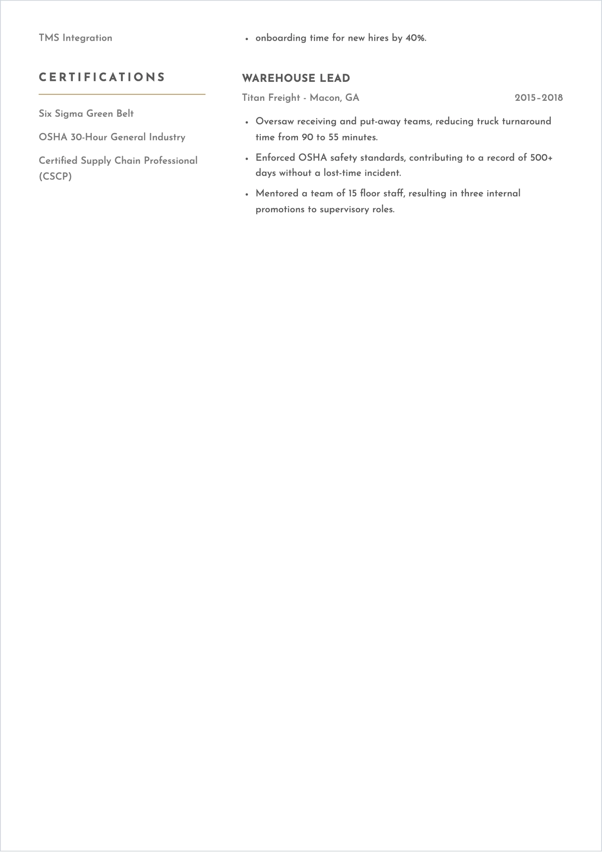 Free Operations Supervisor ATS Resume Template, AI Resume Builder