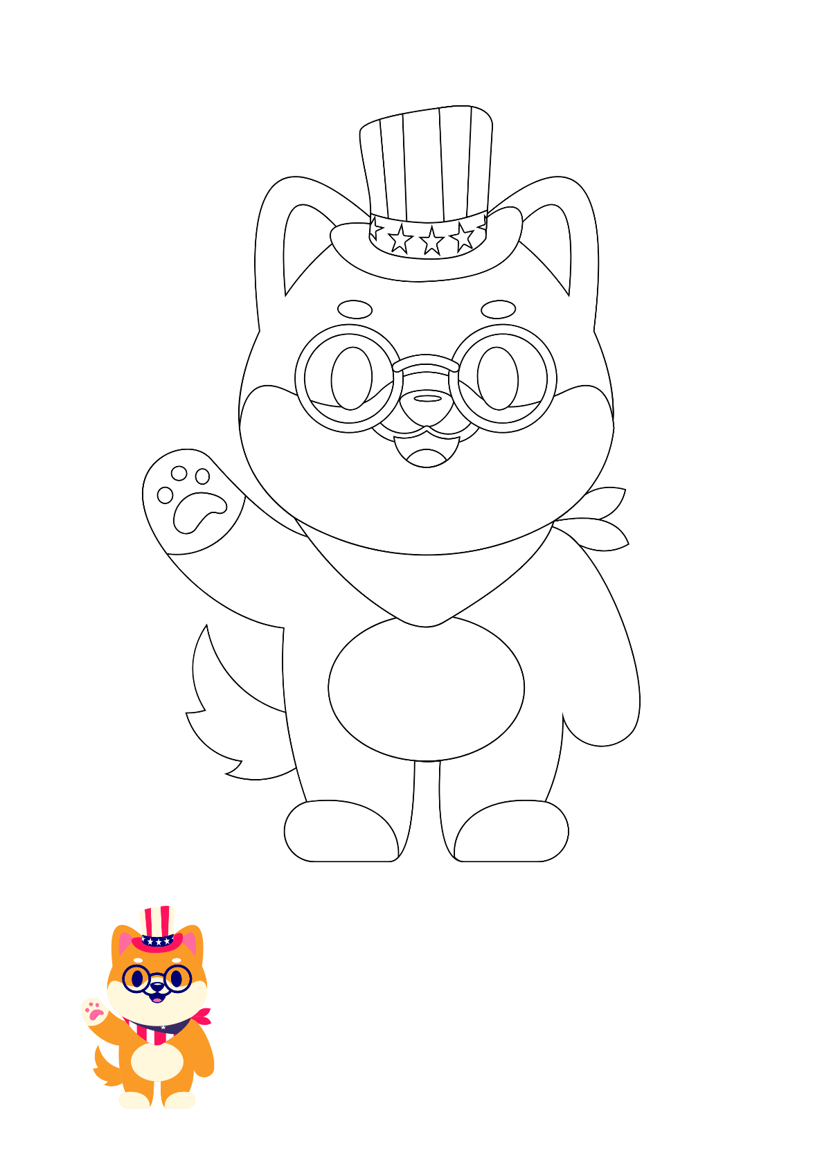 4Th Of July Dog Coloring Page