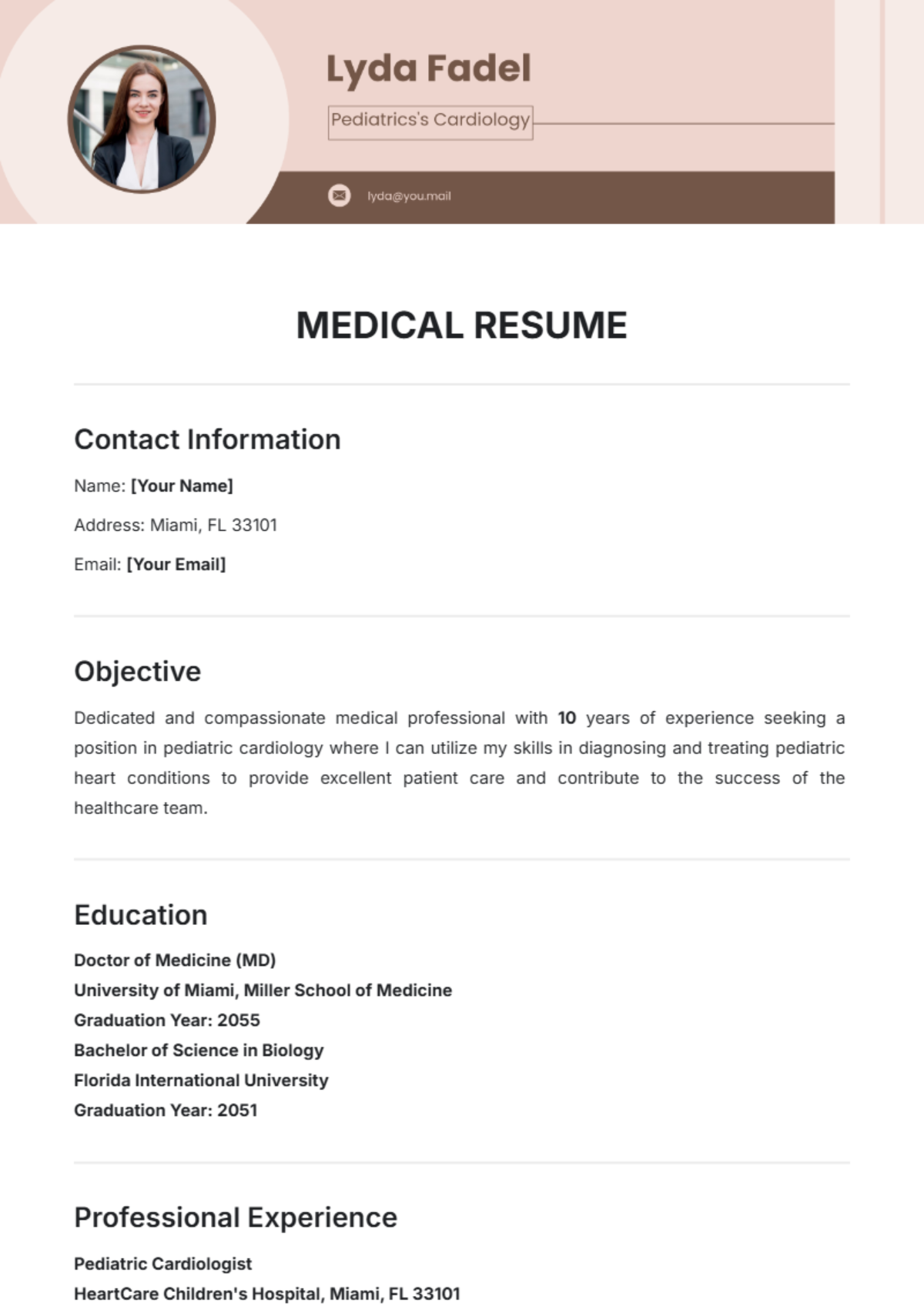 Medical Resume Template - Edit Online & Download