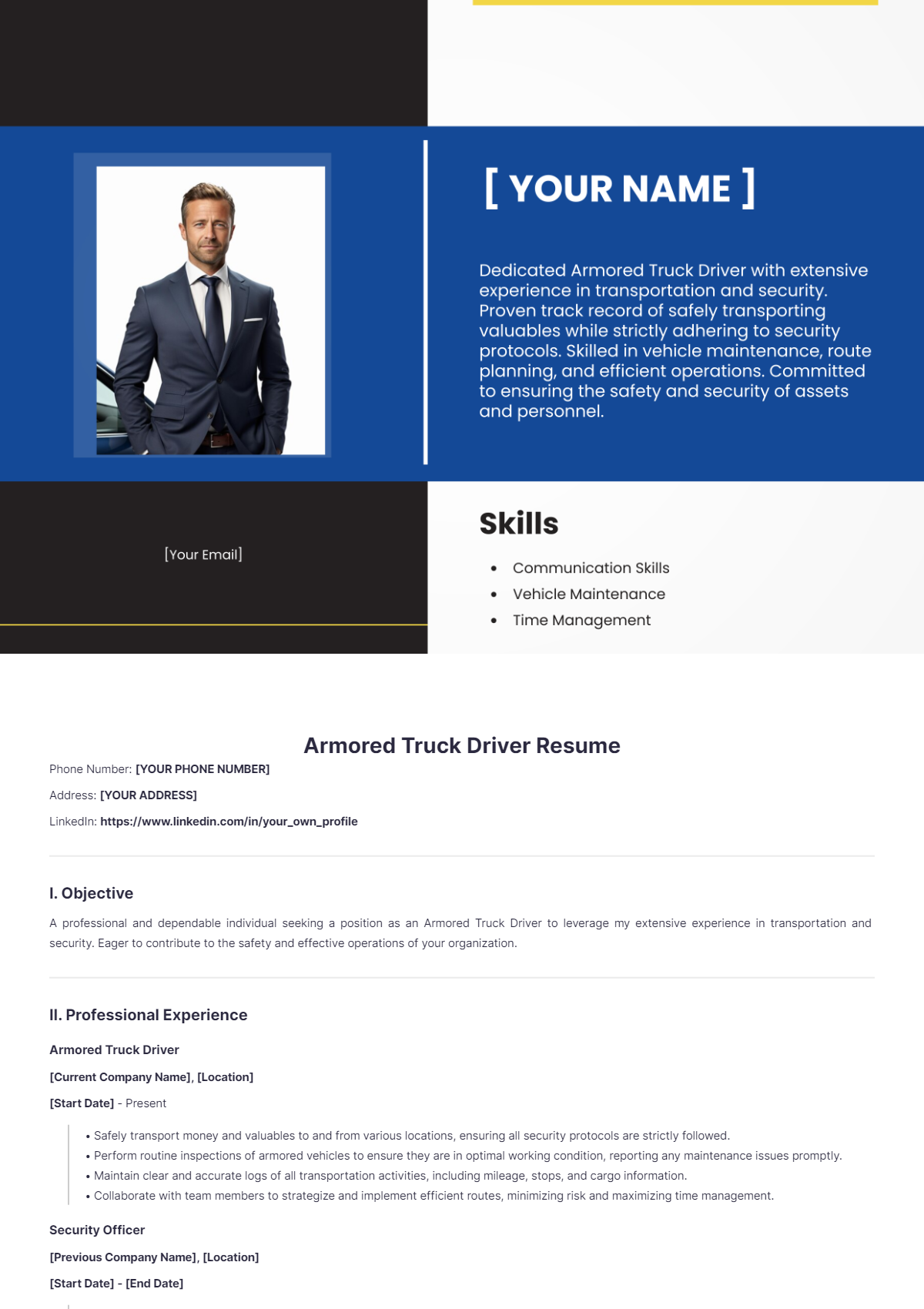 Armored Truck Driver Resume