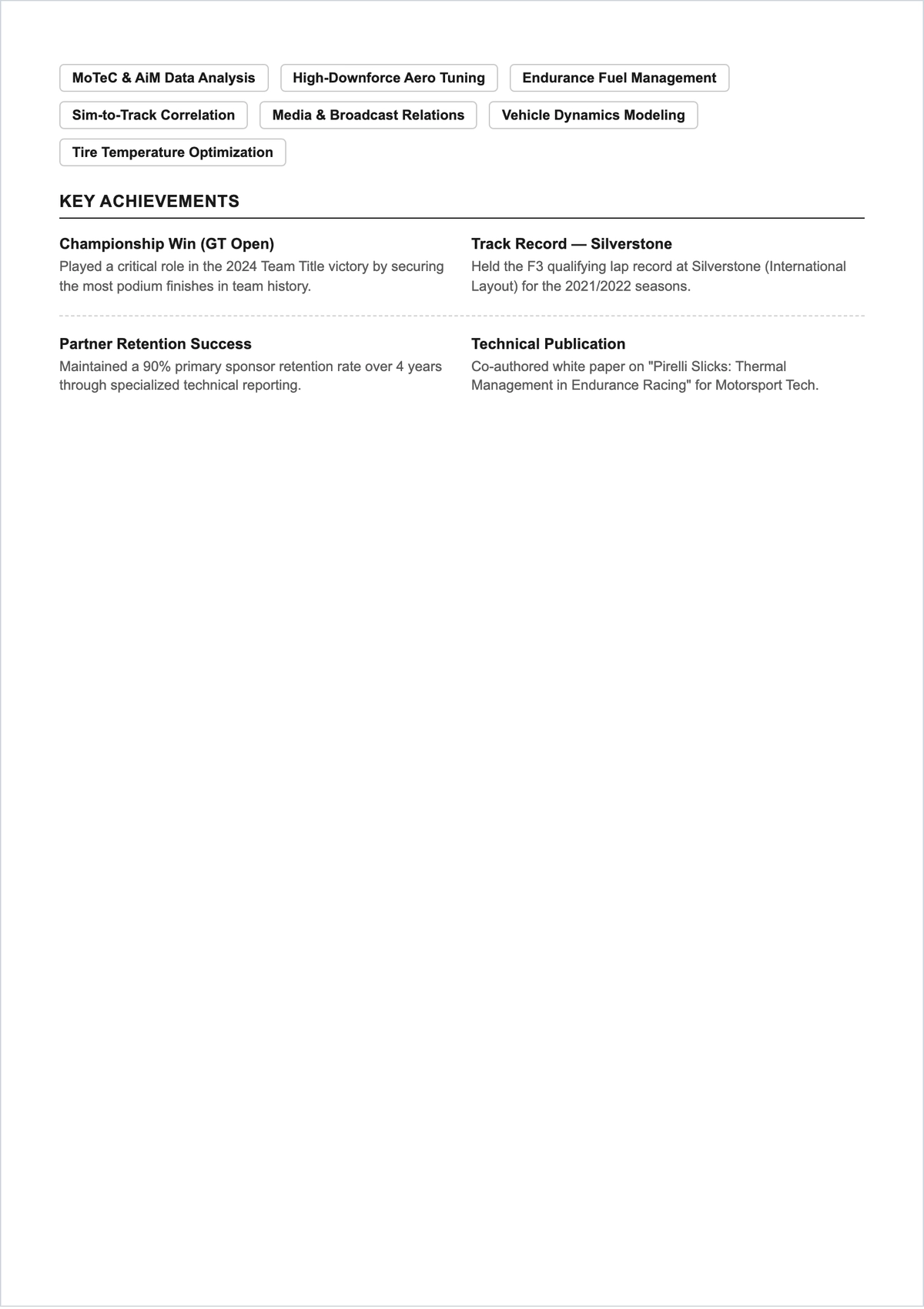 Free Race Car Driver ATS Resume Template, AI Resume Builder