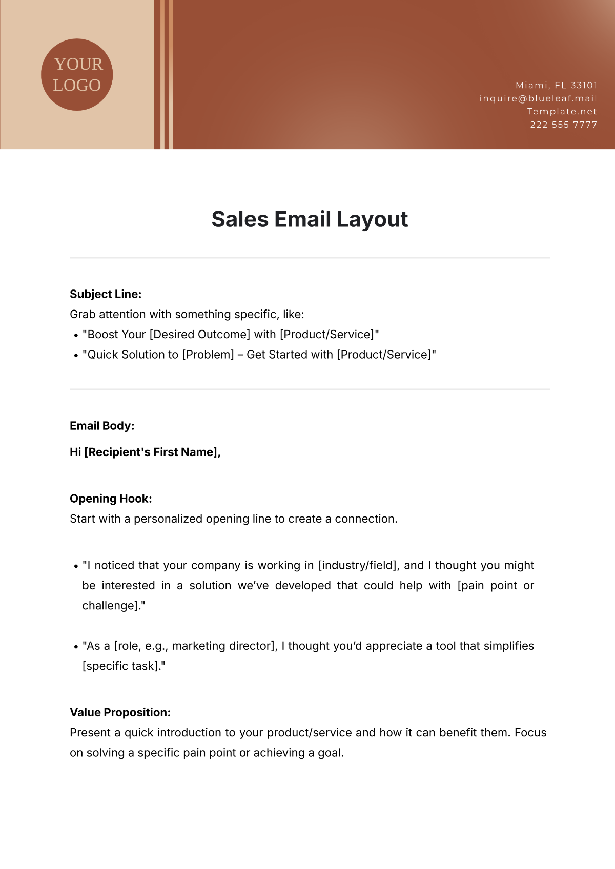 Sales Email Layout Template - Edit Online & Download