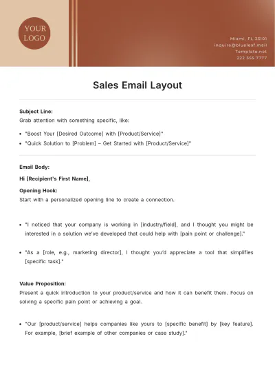 Free Sales Email Layout Template to Edit Online