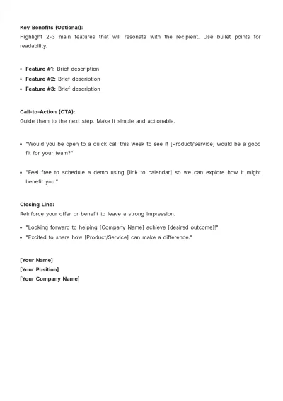 Free Sales Email Layout Template to Edit Online