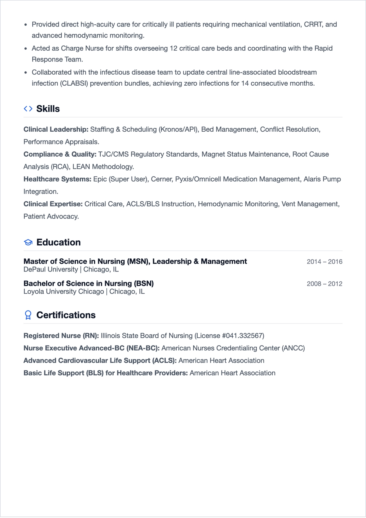 Free Professional Nursing Supervisor ATS Resume Template