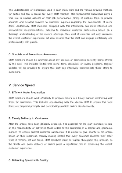 Free Cafe Customer Service Guide Template to Edit Online