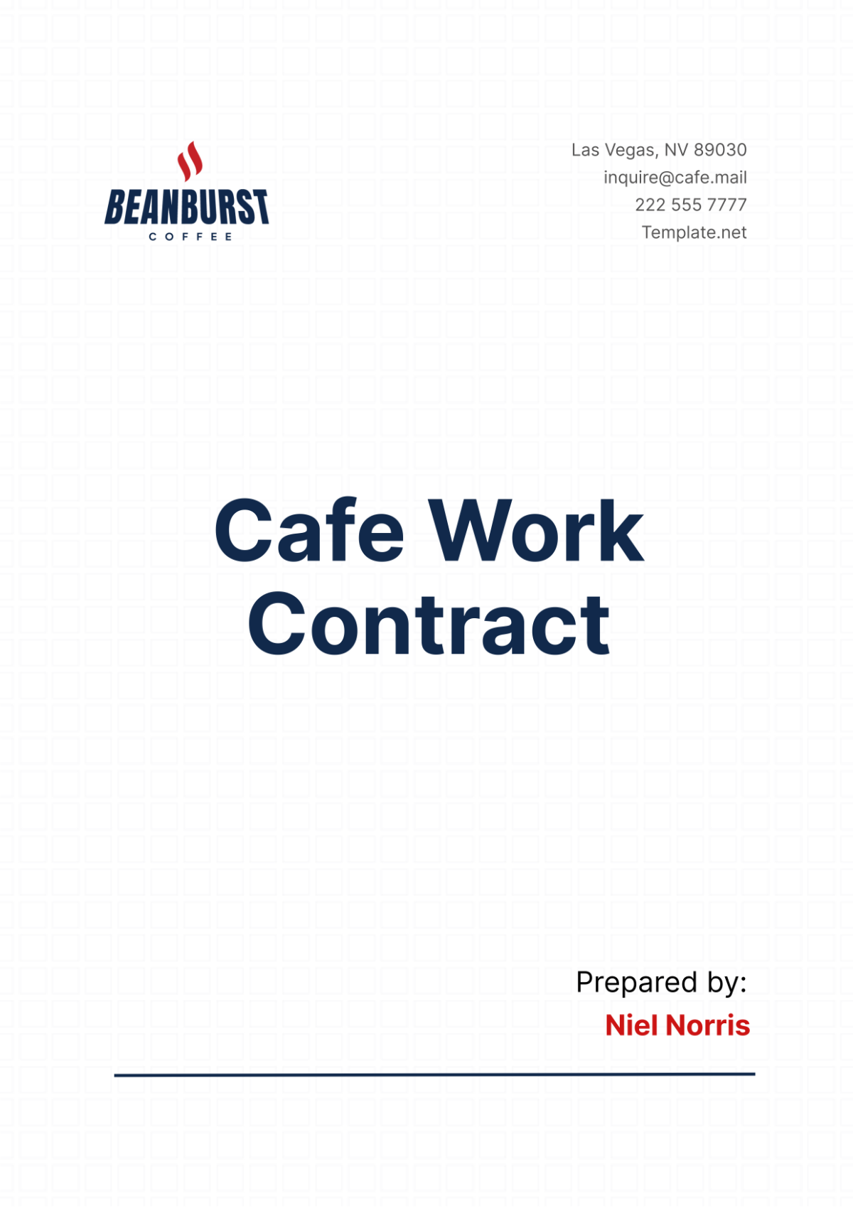 Cafe Work Contract Template - Edit Online & Download