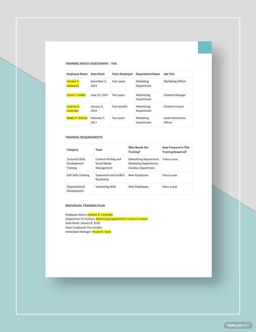 Communication and Training Plan Template