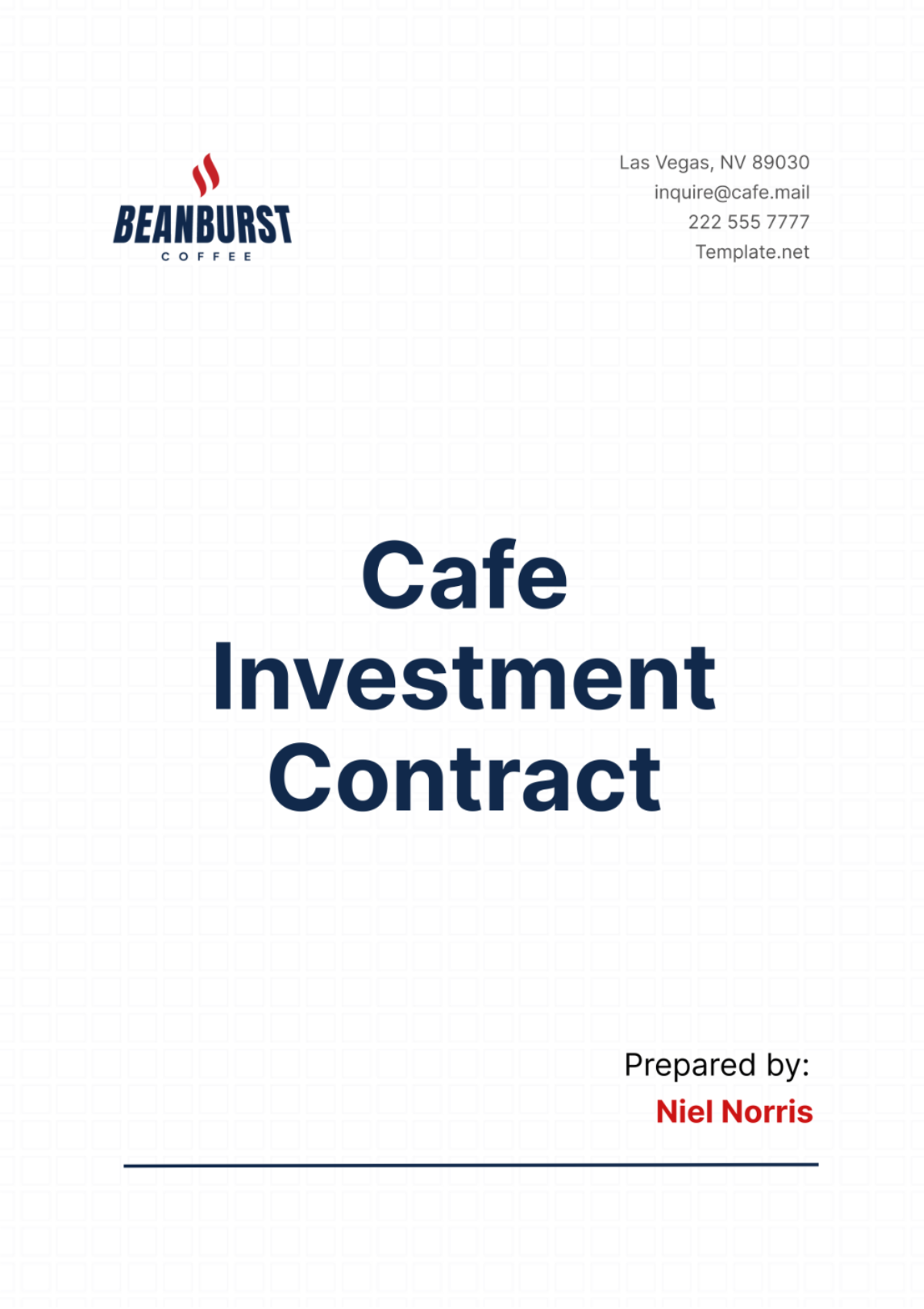 Cafe Investment Contract Template - Edit Online & Download