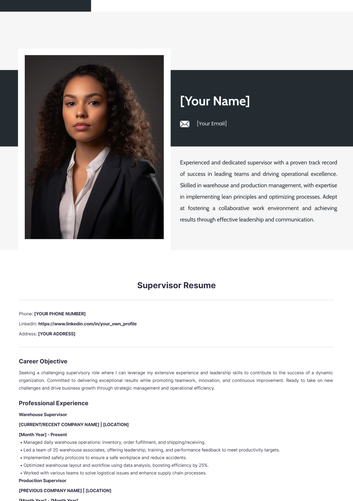 Supervisor Resume - Edit Online & Download