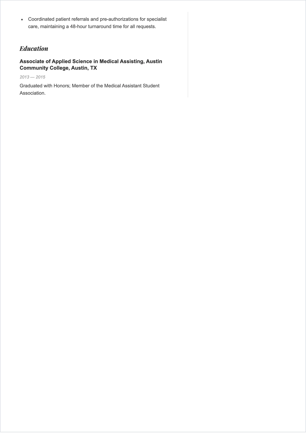 Free Lead Medical Assistant ATS Resume Template, AI Resume Builder