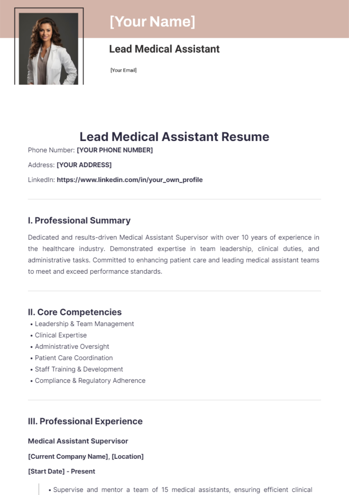 Lead Medical Assistant Resume - Edit Online & Download