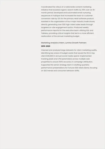 Free MBA Marketing Intern ATS Resume Template, AI Resume Builder