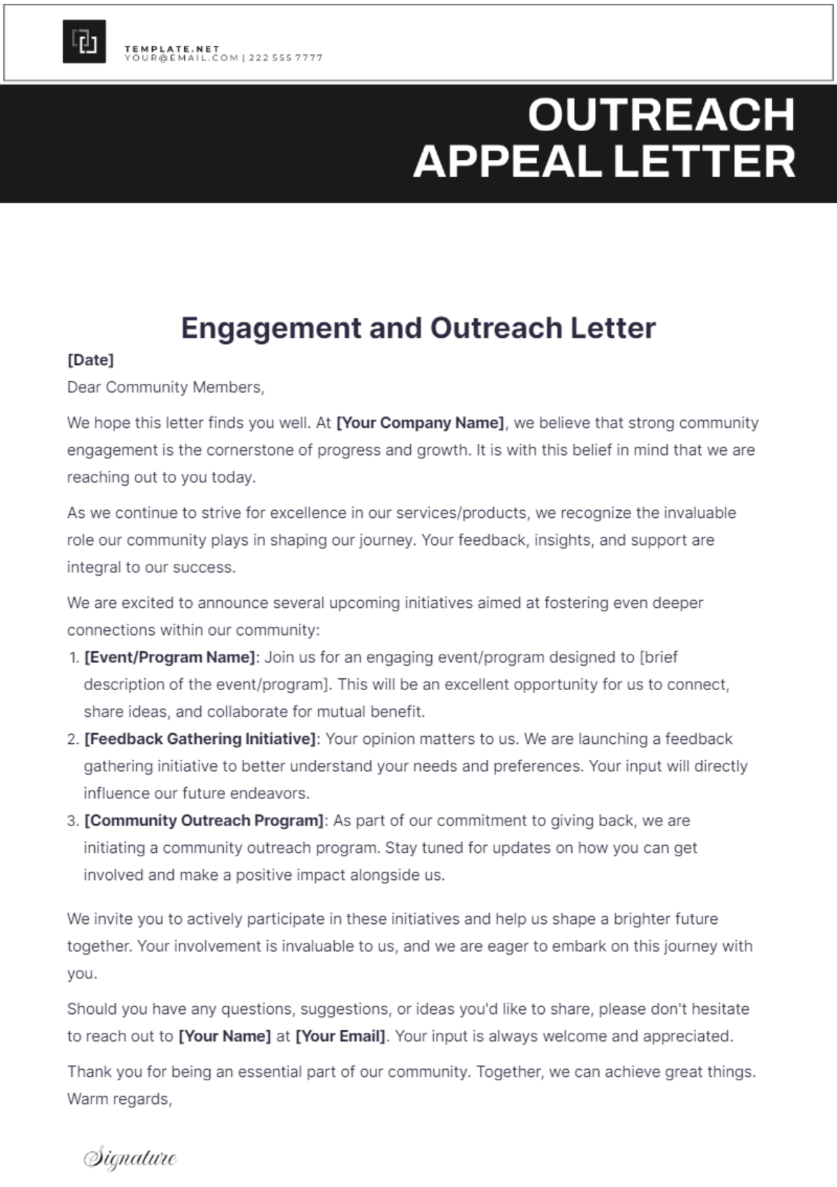 Engagement and Outreach Letter Template - Edit Online & Download