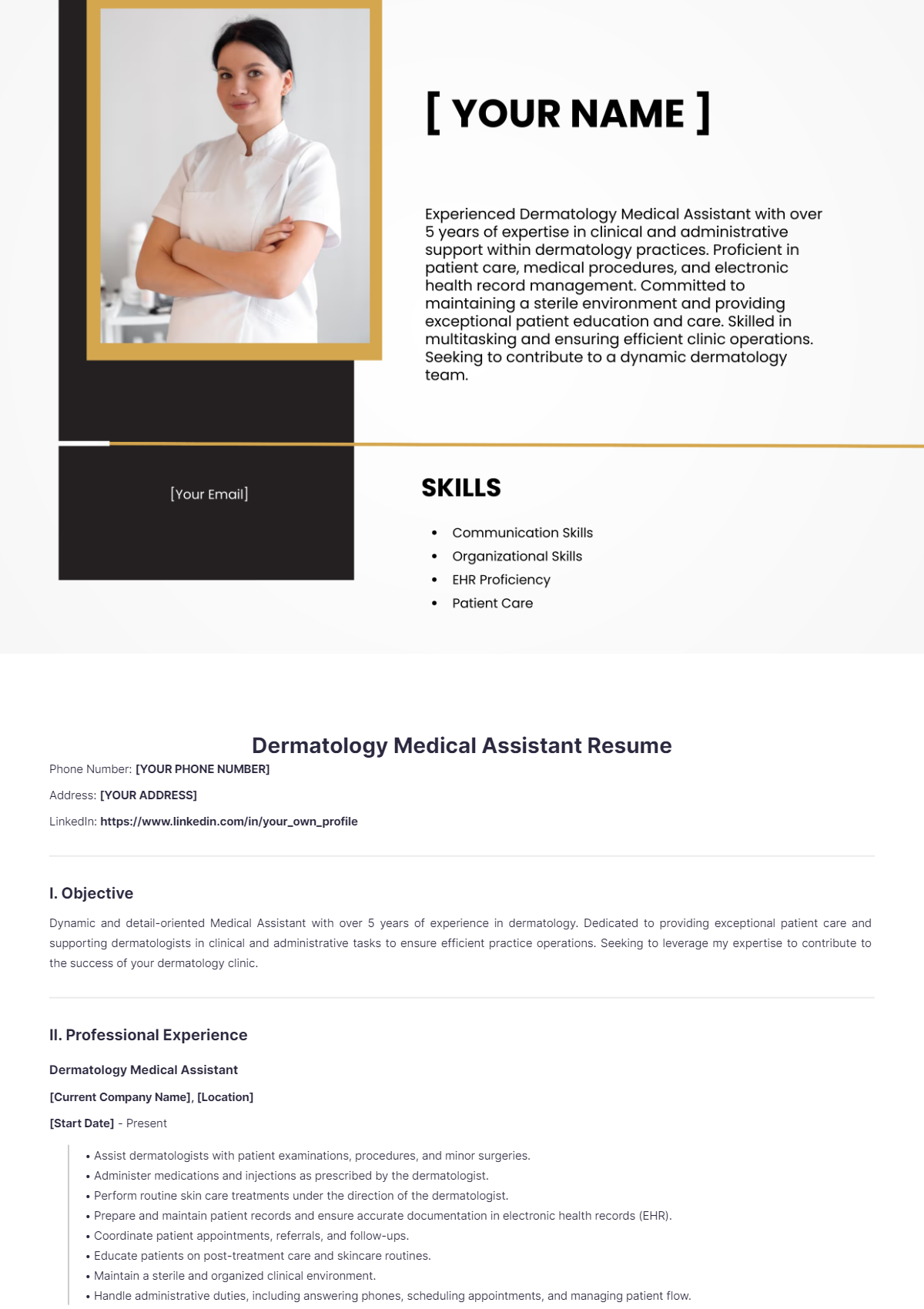 Dermatology Medical Assistant Resume - Edit Online & Download