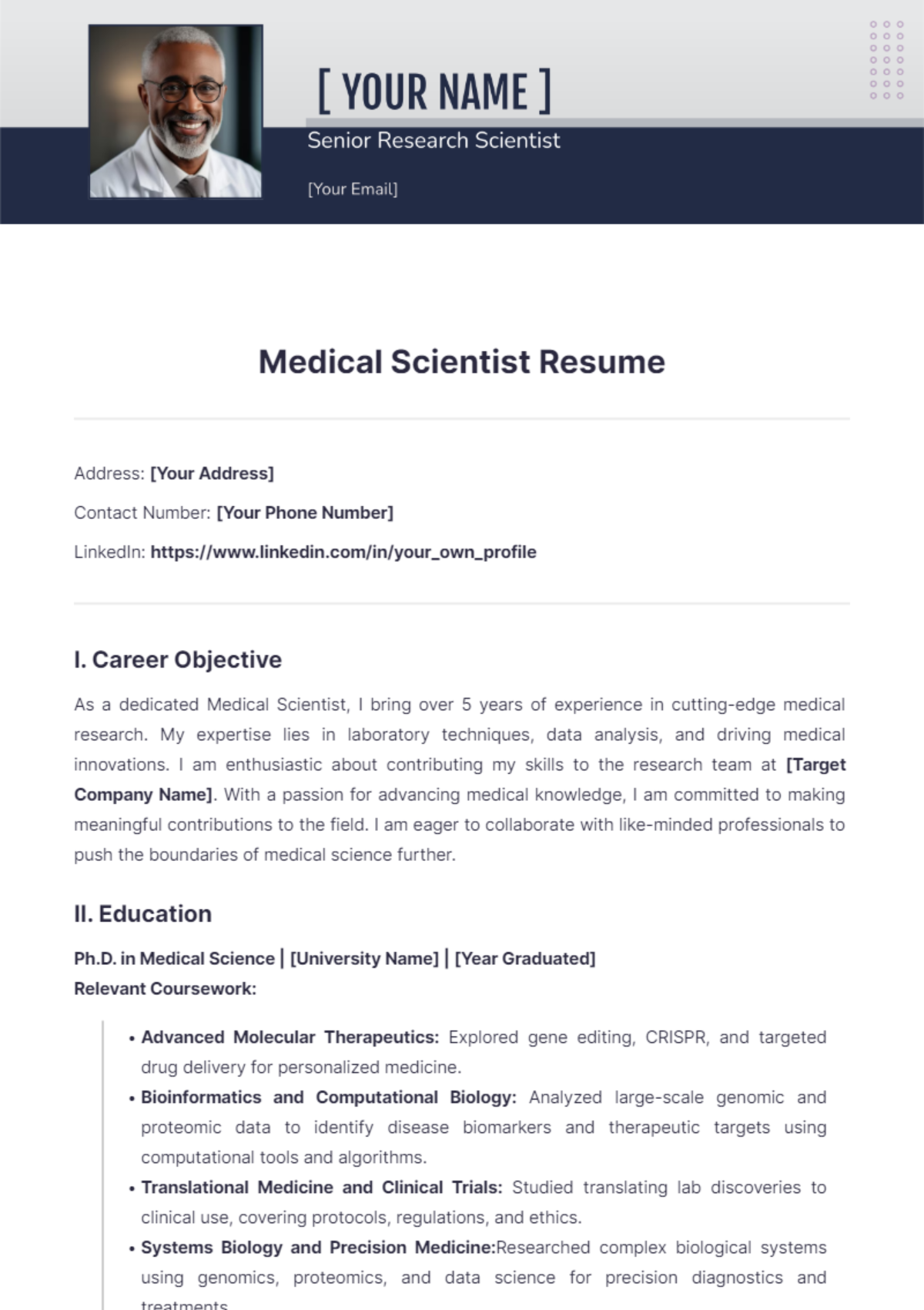 Medical Scientist Resume - Edit Online & Download