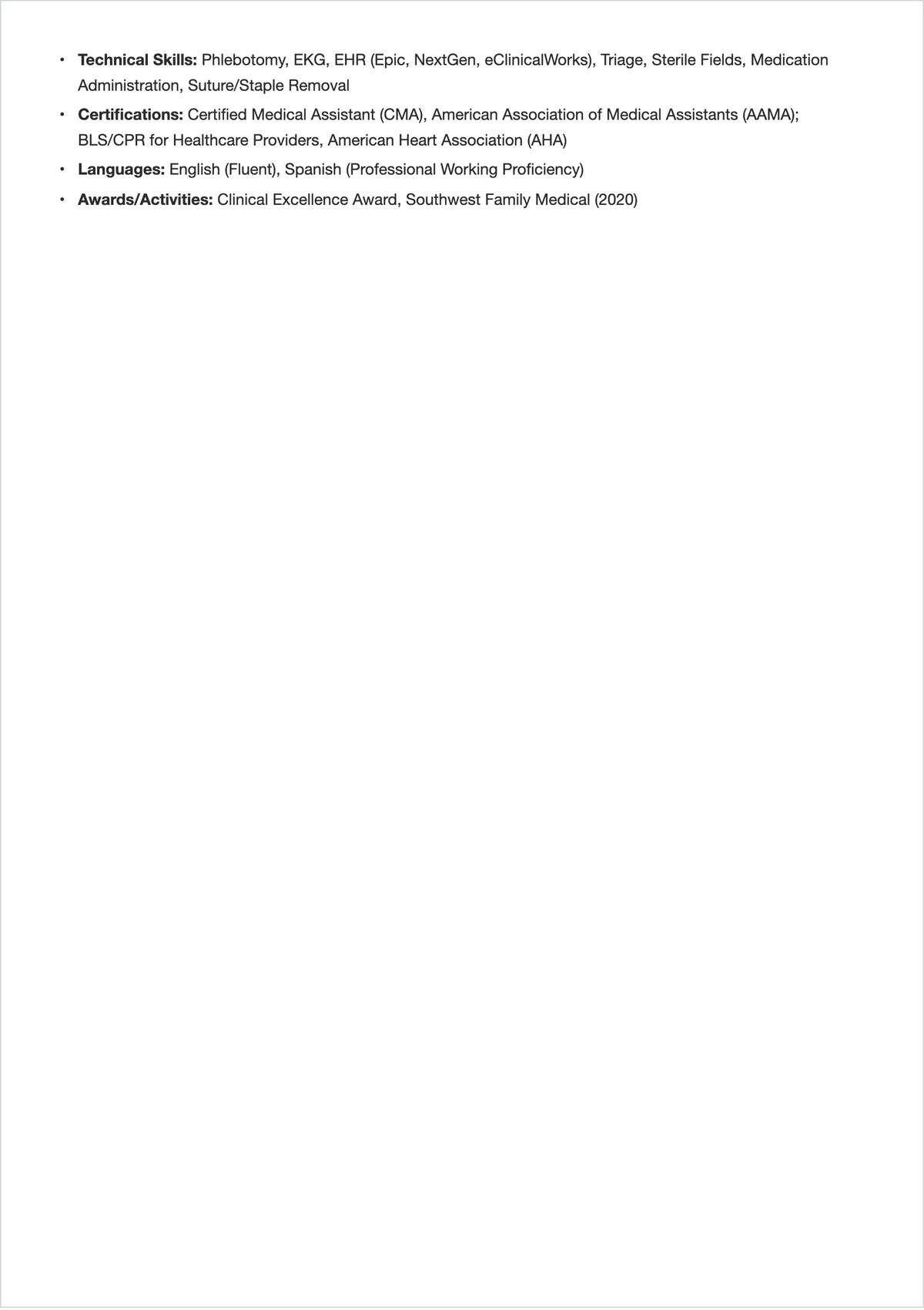 Free Certified Medical Assistant ATS Resume Template