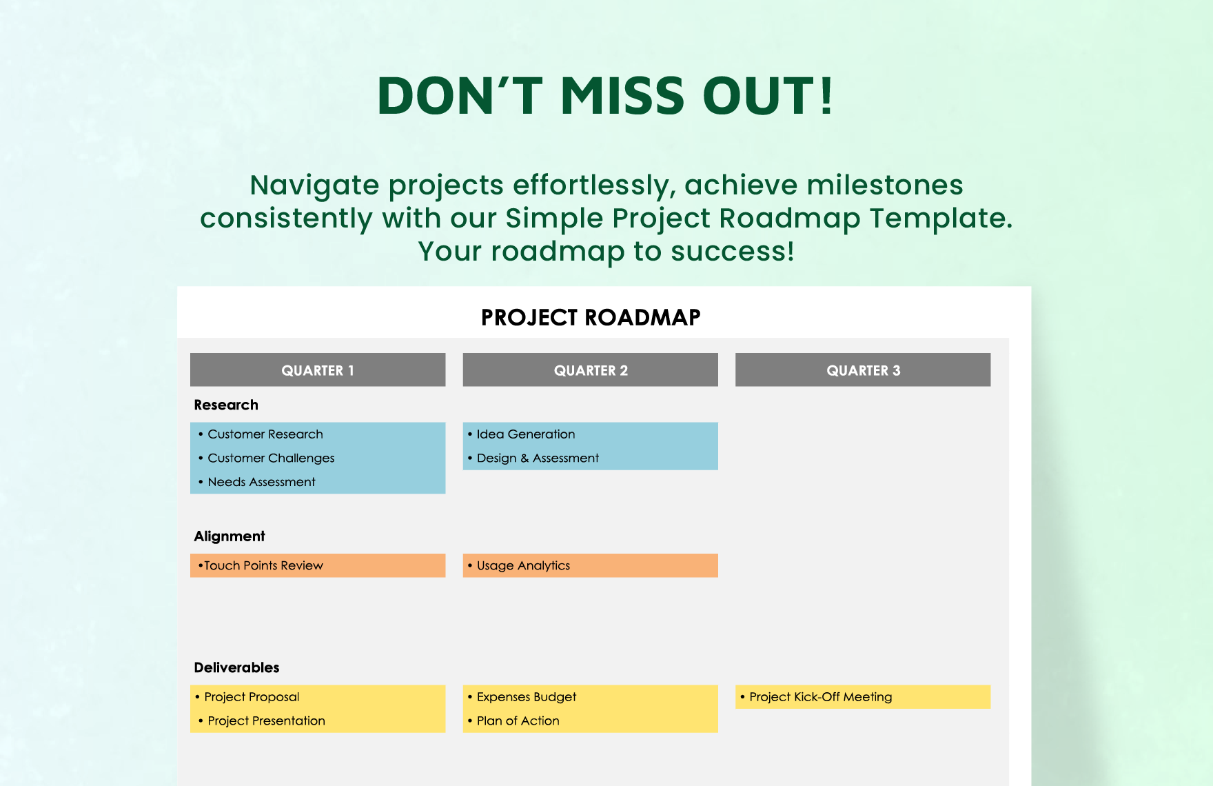Simple Project Roadmap Template
