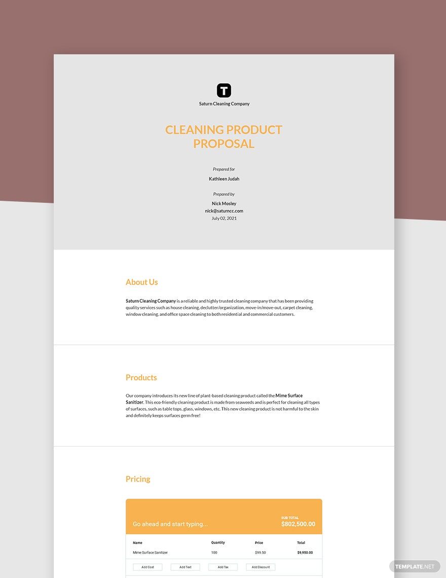 Free Sample Product Proposal Template