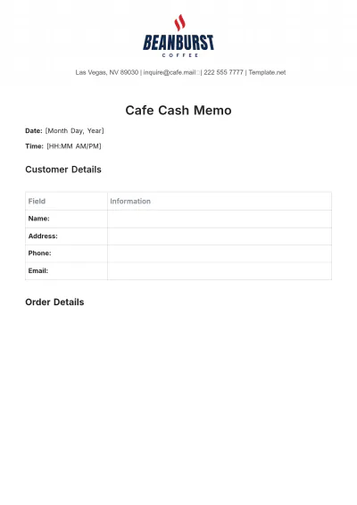 Free Cafe Cash Memo Template to Edit Online