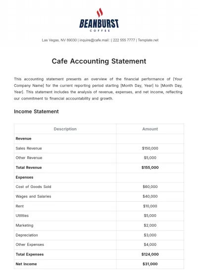 Free Cafe Accounting Statement Template to Edit Online