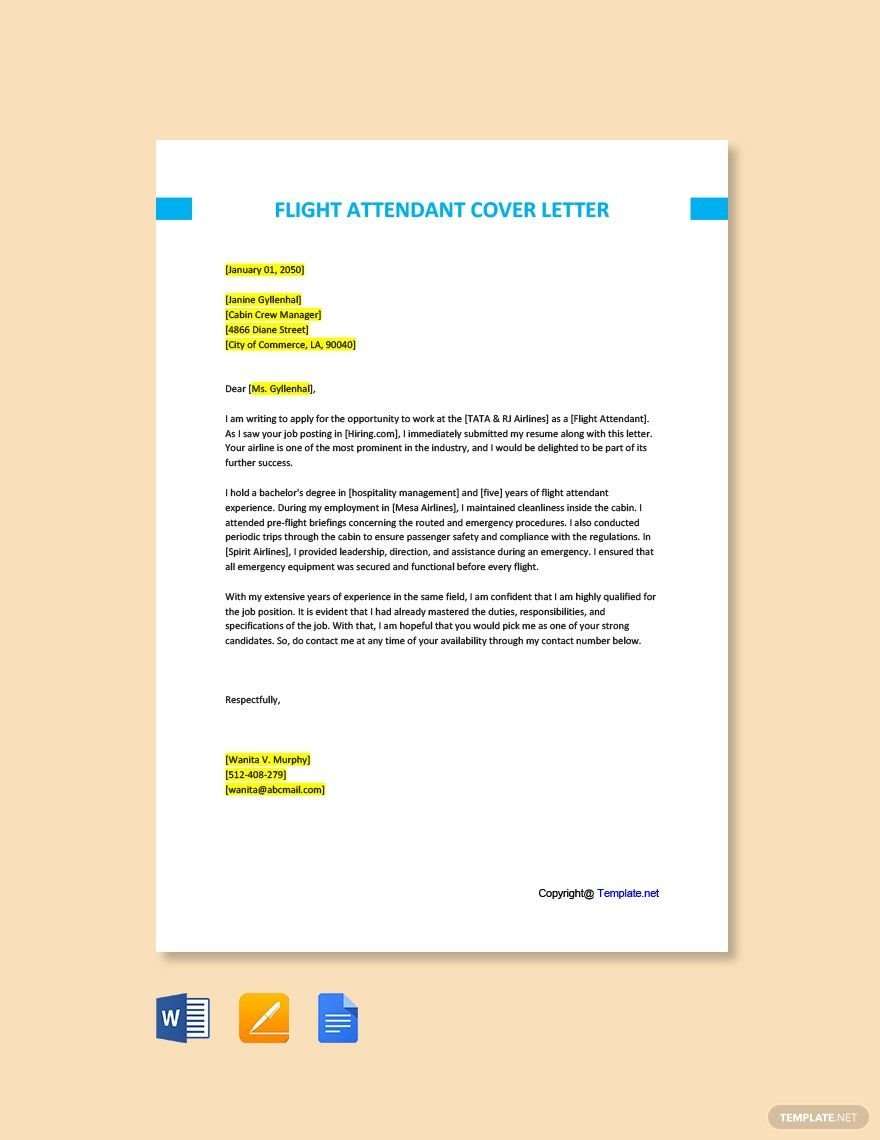 Flight Attendant Cover Letter