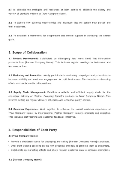 Free Cafe Memorandum of Understanding Template to Edit Online