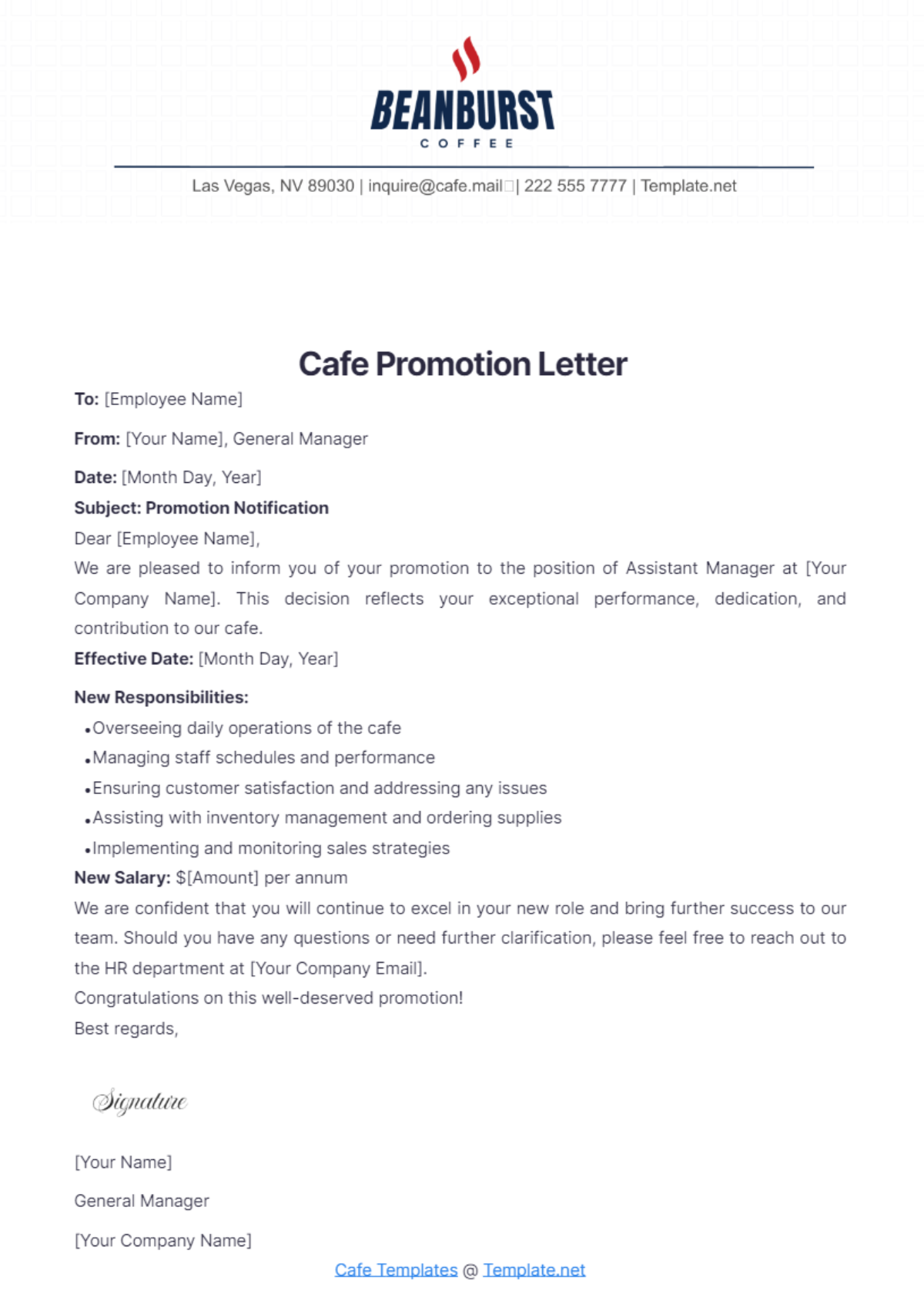 Cafe Promotion Letter Template - Edit Online & Download