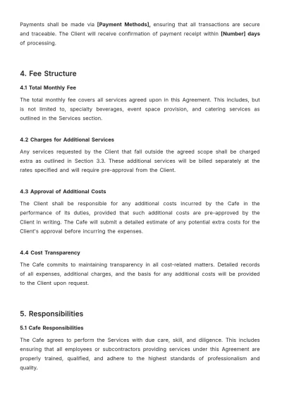 Free Cafe Retainer Agreement Template to Edit Online