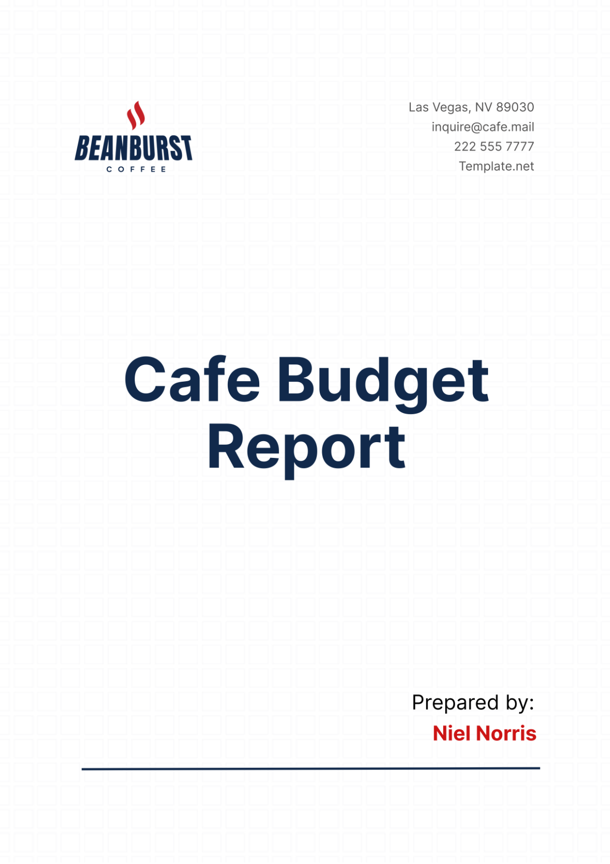 Cafe Budget Report Template - Edit Online & Download