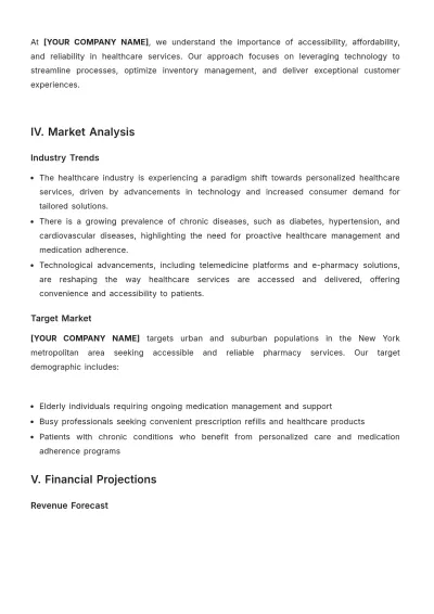 Free Pharmacy Startup Financial Report Template to Edit Online