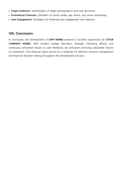 Free App Development Financial Report Template to Edit Online