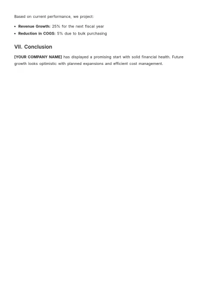 Free Food Startup Financial Report Template to Edit Online