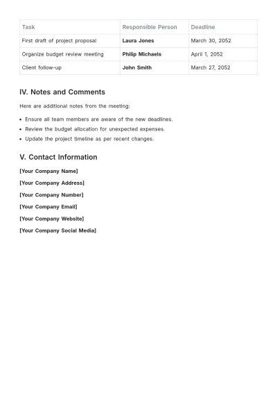 Free Daily Meeting Report Template to Edit Online