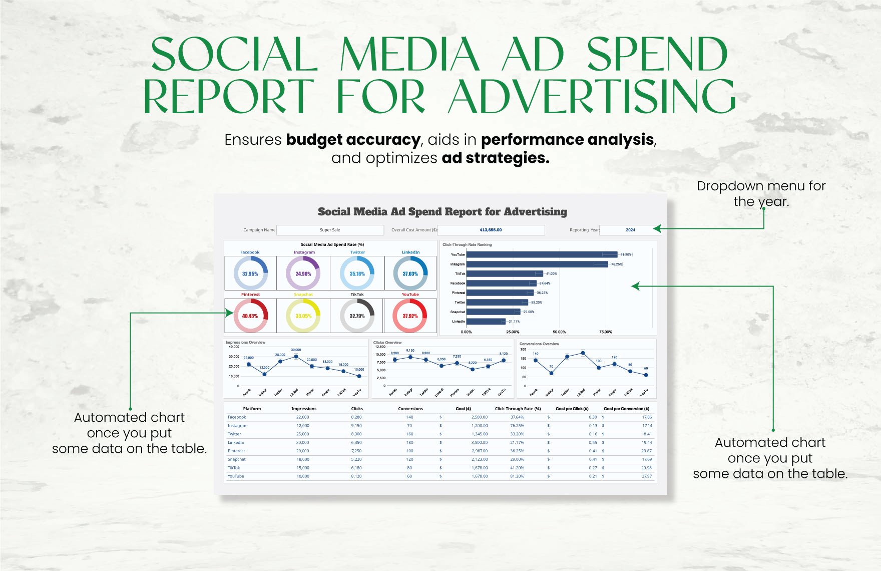 Social Media Ad Spend Report for Advertising Template