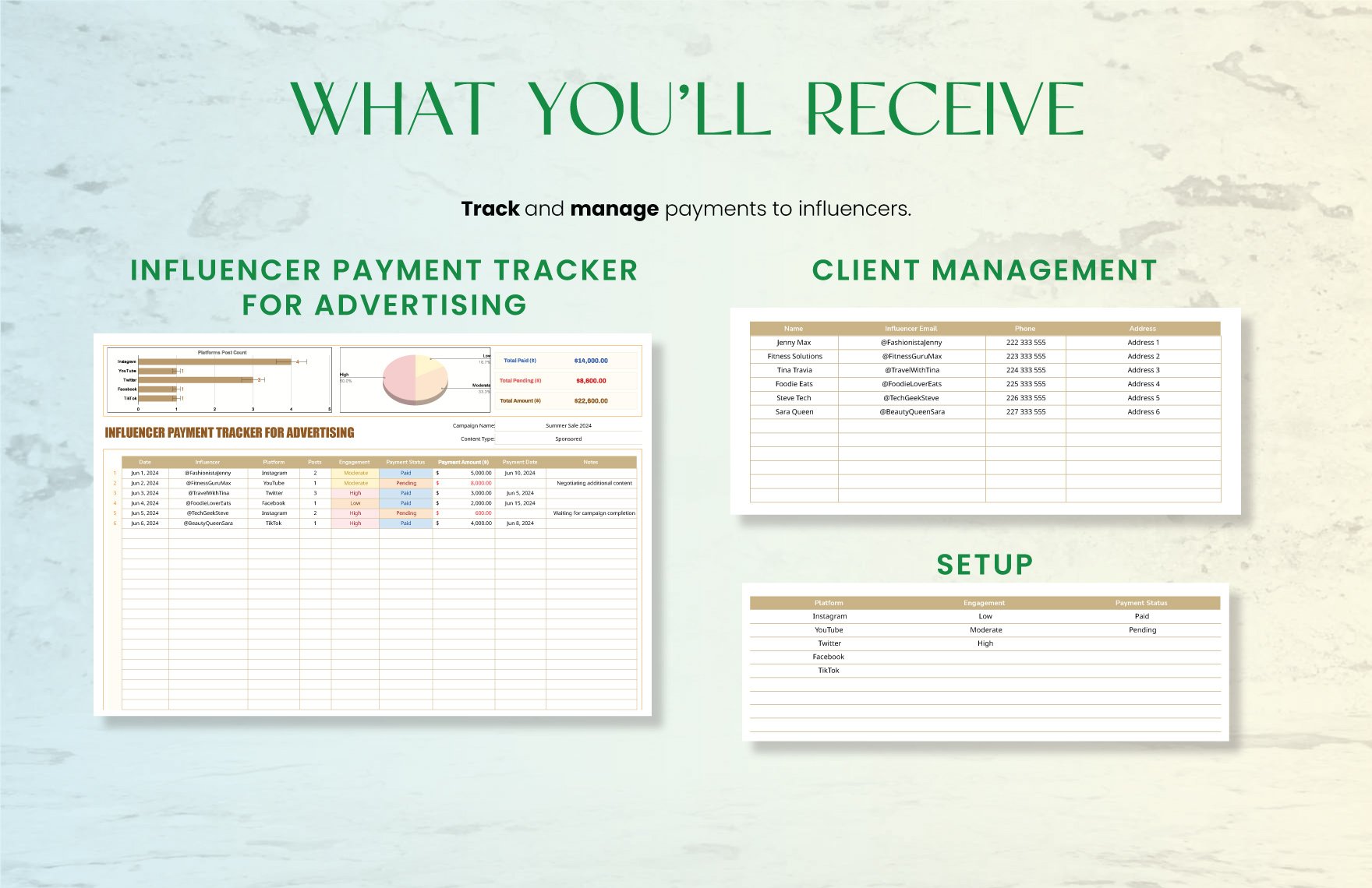 Influencer Payment Tracker for Advertising Template
