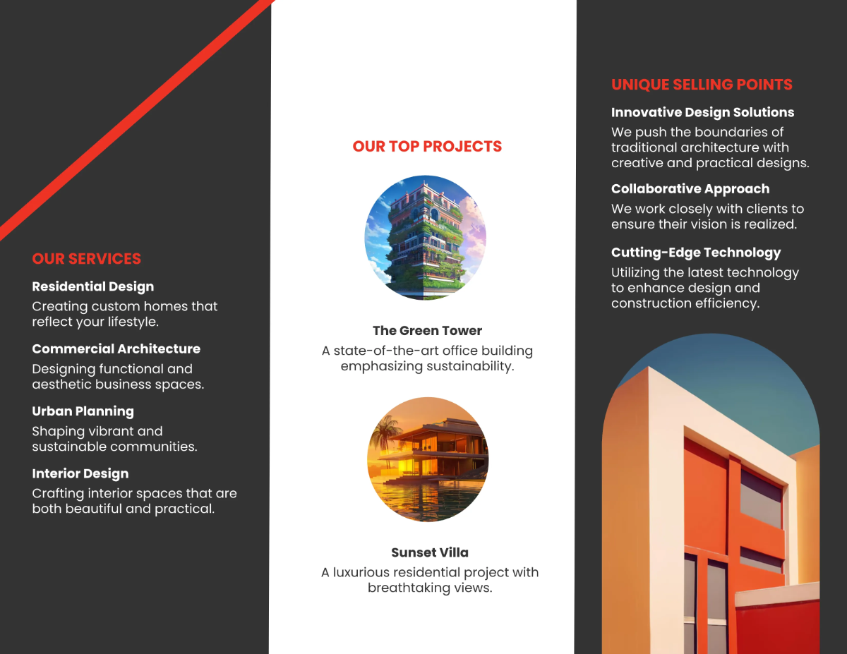 Free Architecture Business Promotion Brochure Template to Edit Online