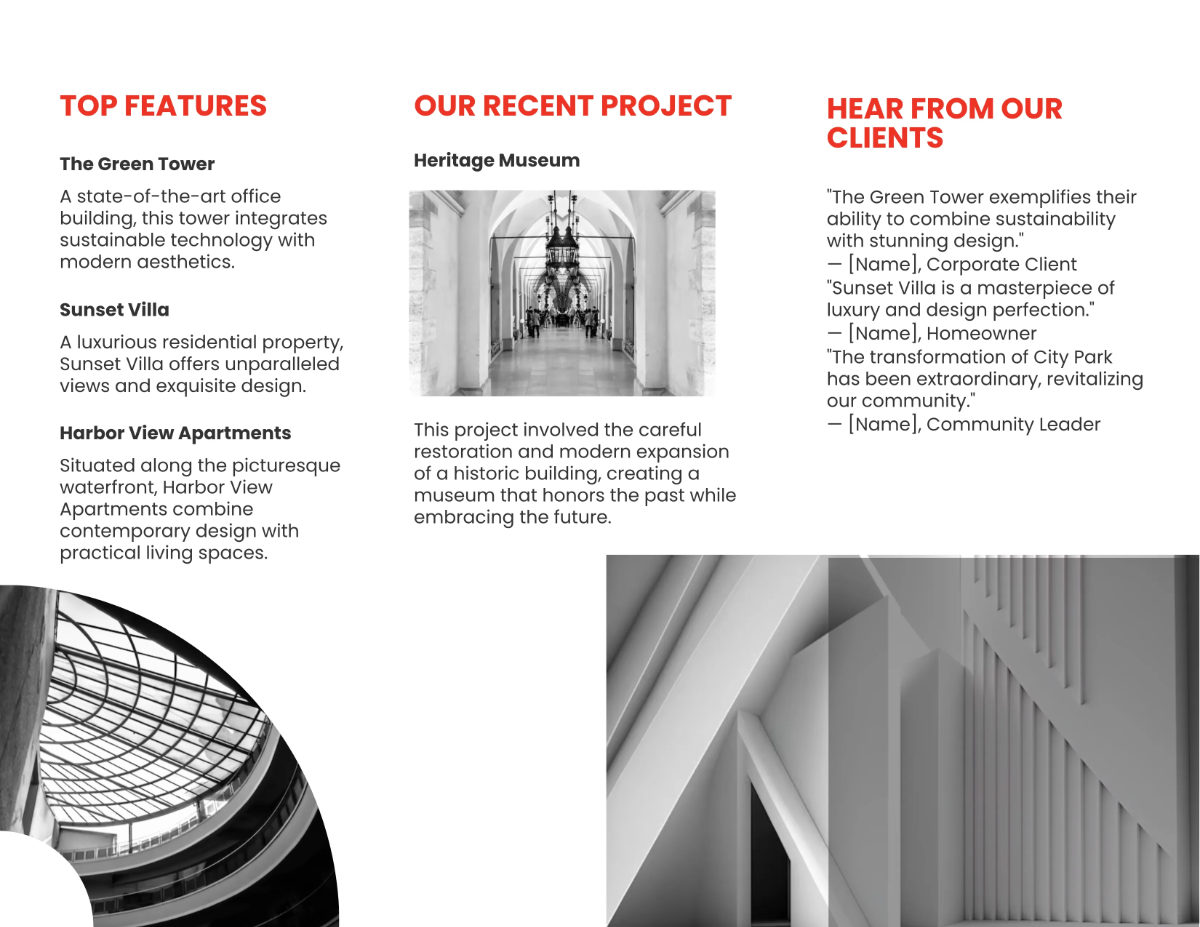 Free Architecture Building Tri-Fold Brochure Template to Edit Online