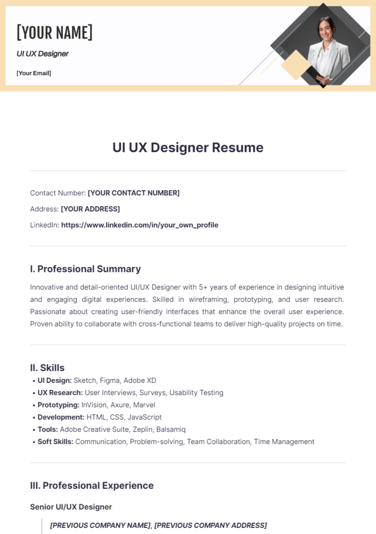 UI UX Designer Resume - Edit Online & Download