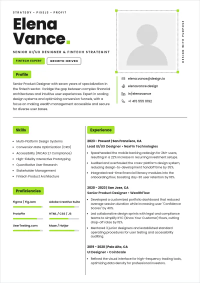 Free UI UX Designer ATS Resume Template, AI Resume Builder